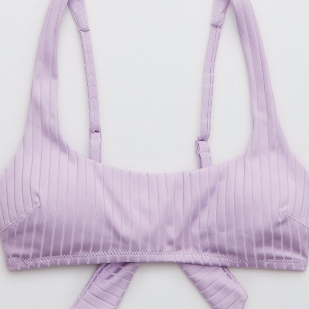 Aerie Ribbed Shine Tie Back Scoop Top